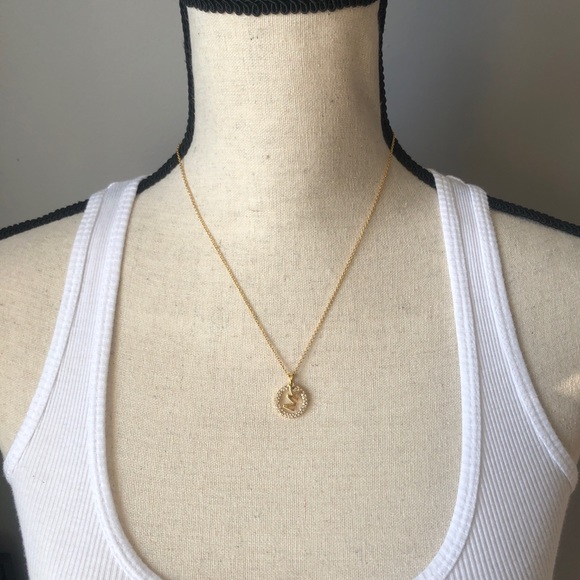 NWT Michael Kors Logo Pave Circle Crystal Necklace - Picture 5 of 5